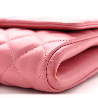 Chanel Lambskin Quilted Clutch with Chain Flap Pink 10 of 10
