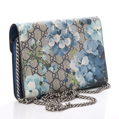 Gucci GG Supreme Monogram Blooms Mini Dionysus Chain Wallet Beige Blue Navy Vintage Blue 3 of 8