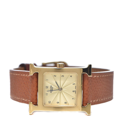 Hermes Stainless Steel Epsom 21mm Heure H Hour Quartz Watch Gold 3 of 8