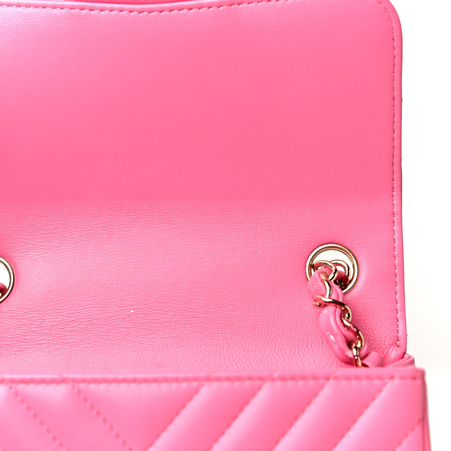 Chanel Lambskin Chevron Quilted Mini Square Flap Pink 11 of 11