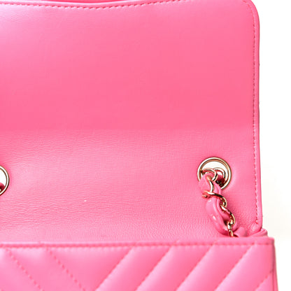 Chanel Lambskin Chevron Quilted Mini Square Flap Pink 11 of 11