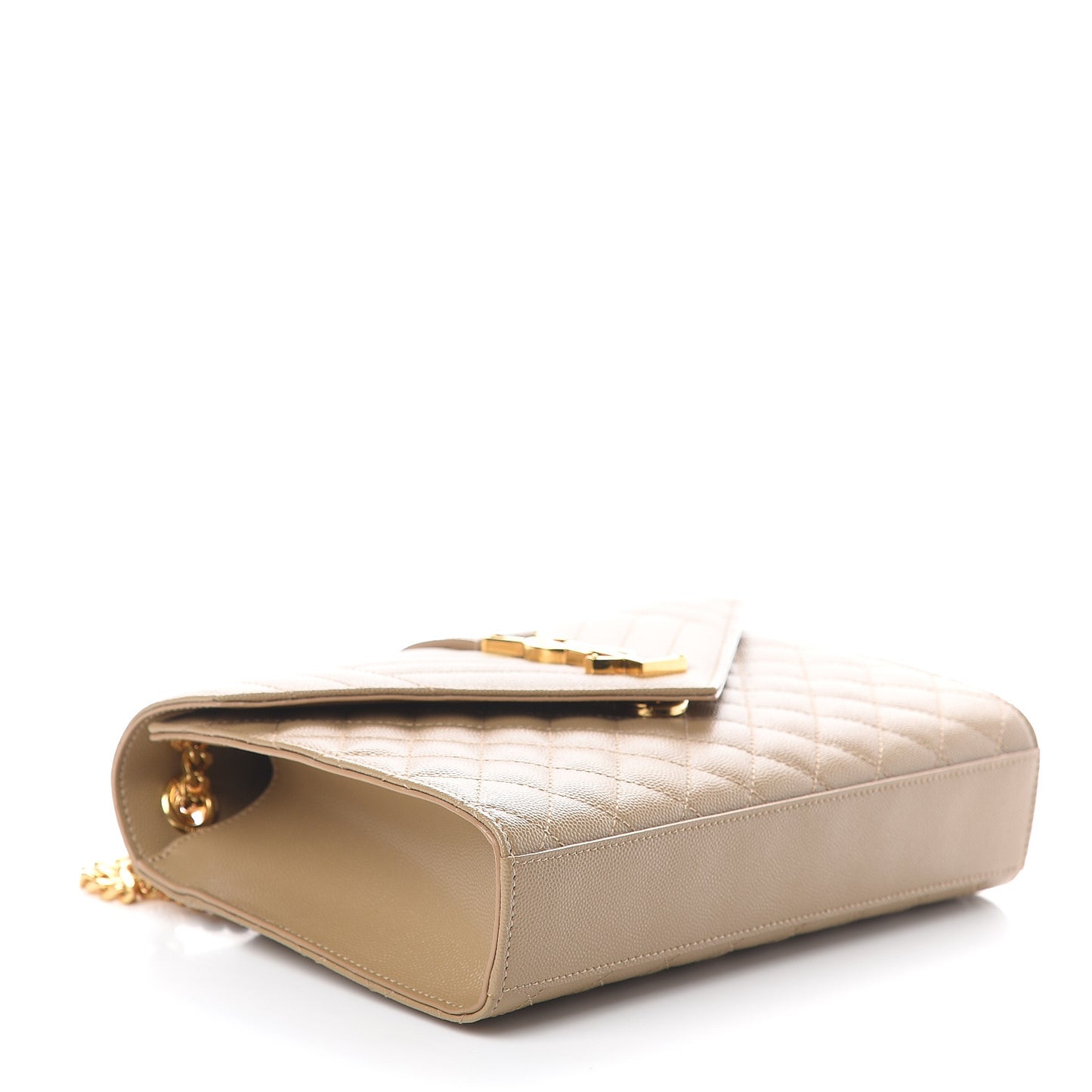 Grain De Poudre Textured Mixed Matelasse Medium Triquilt Monogram Satchel Latte Cream