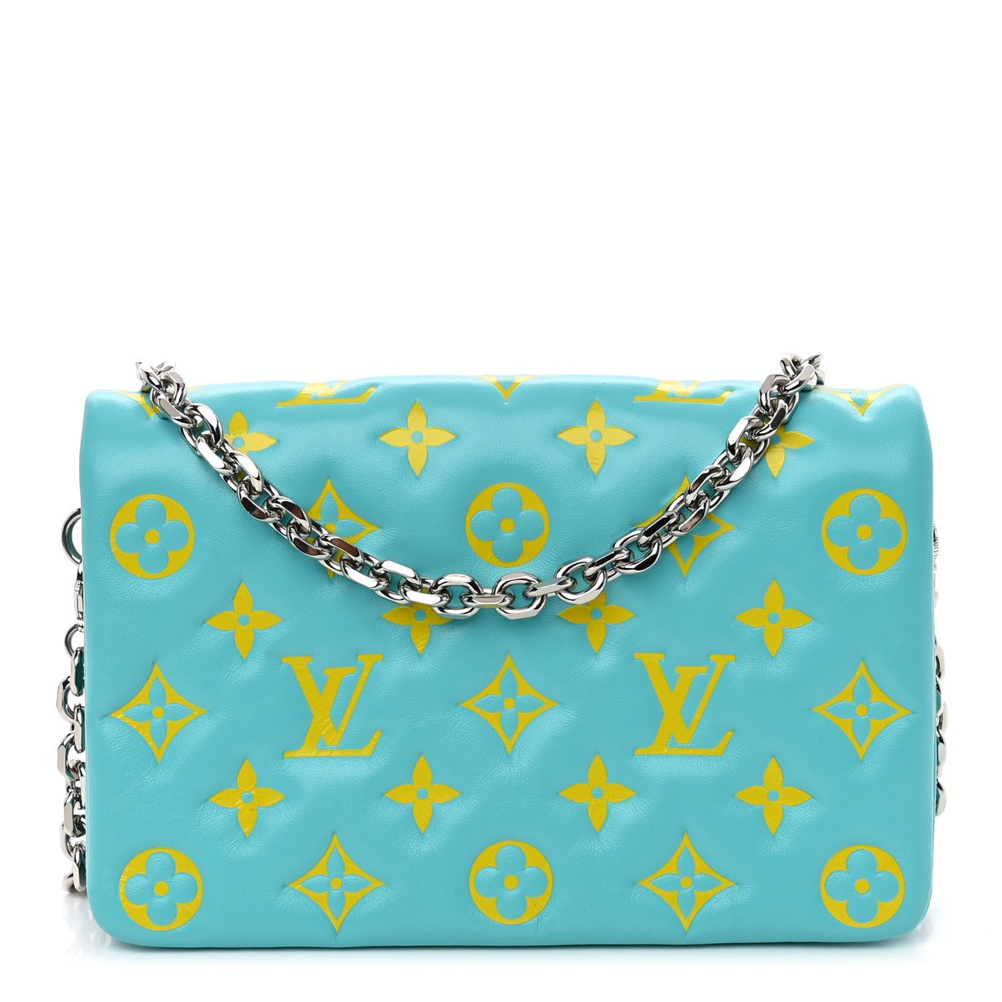 Lambskin Embossed Monogram Vuittamins Pochette Coussin Menthe Jaune