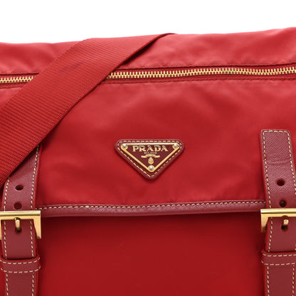 Prada Tessuto Nylon Saffiano Messenger Bag Red 9 of 12