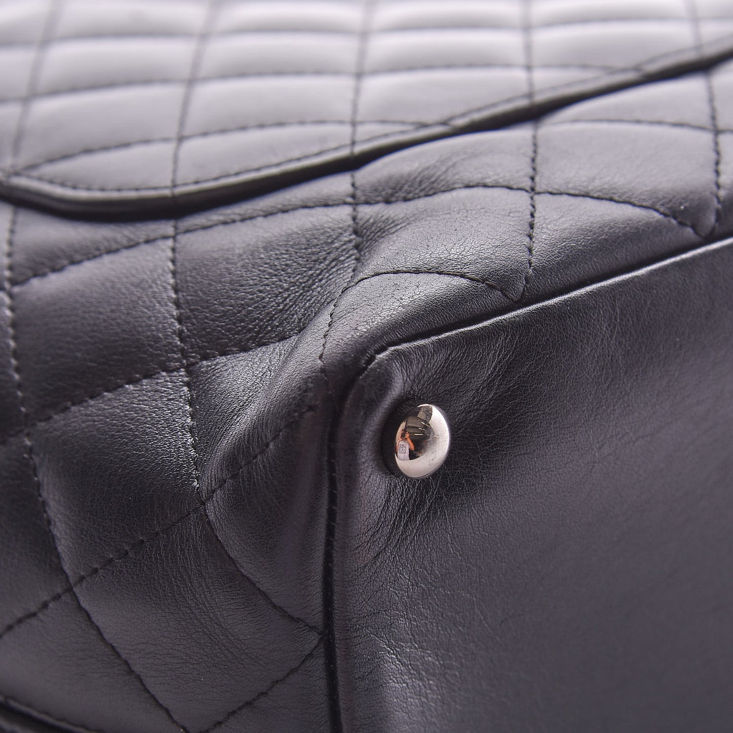 Calfskin Quilted Medium Cambon Tote Black