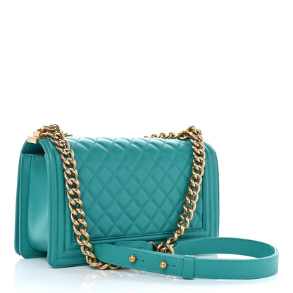 Chanel Calfskin Quilted Medium Boy Flap Turquoise 3 of 10