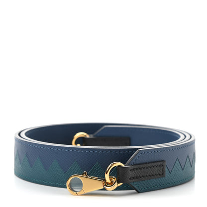 Hermes Epsom 30mm Tressage Au Galop Shoulder Strap Deep Blue Vert Bosphore 1 of 5