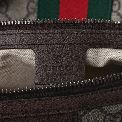 Gucci GG Supreme Monogram Textured Dollar Calfskin Web Medium Ophidia Carry-On Duffle Bag Beige Ebony New Acero 6 of 9