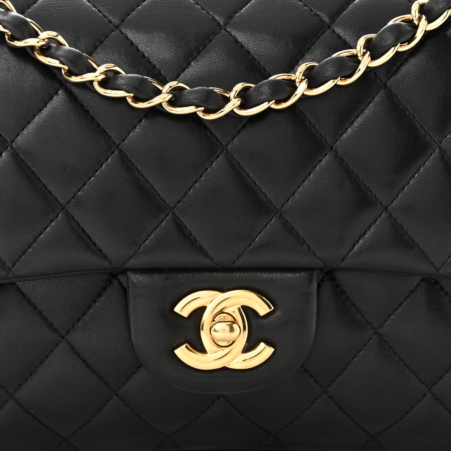 Chanel Lambskin Quilted Medium Double Flap Black 8 of 9