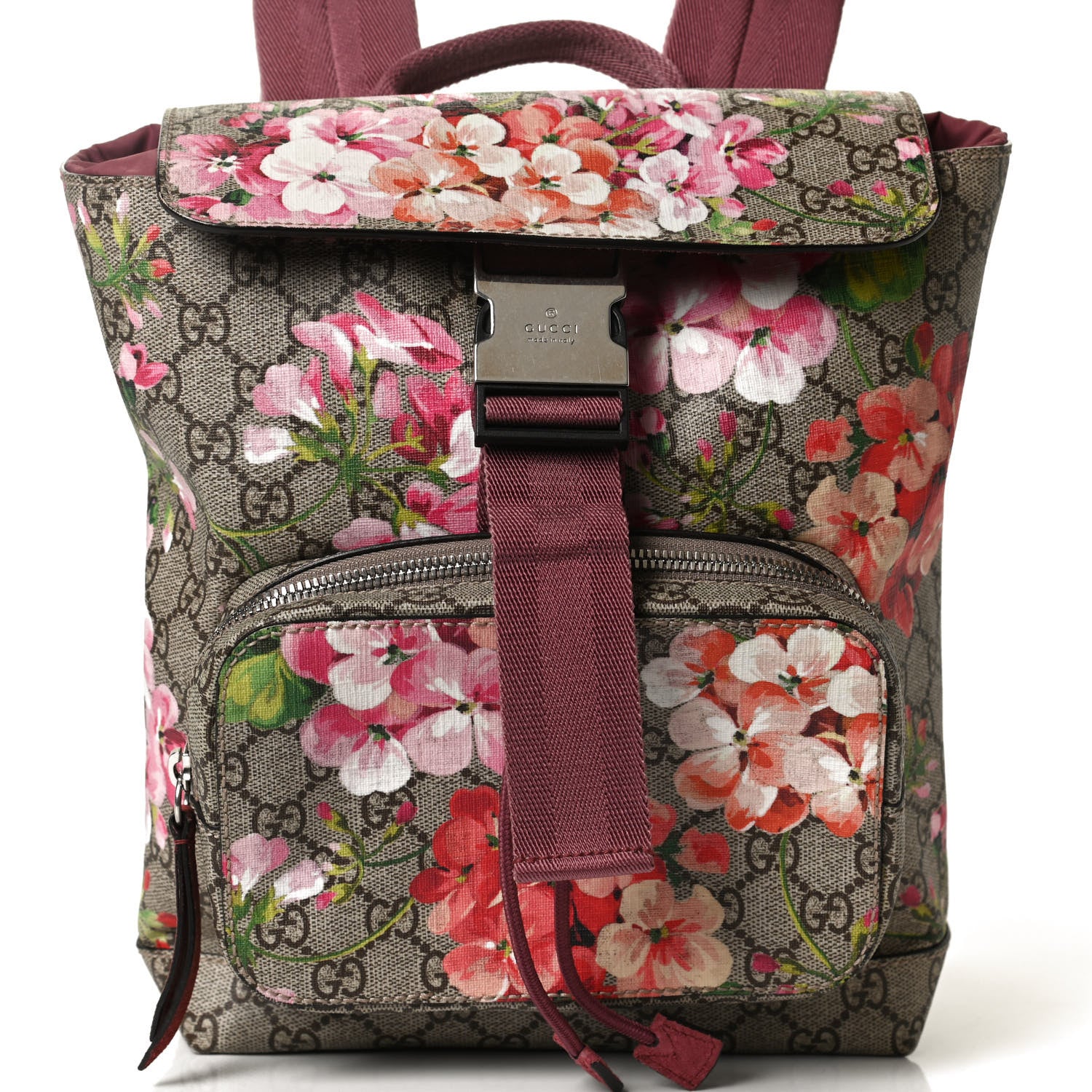 Gucci GG Supreme Monogram Blooms Small Single Buckle Backpack Beige Multicolor Dry Rose 8 of 12