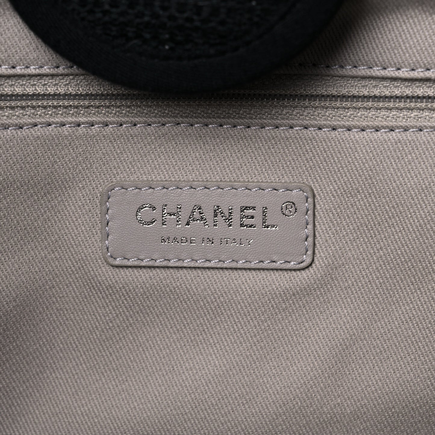Striped Canvas Medium Deauville Tote Grey Black
