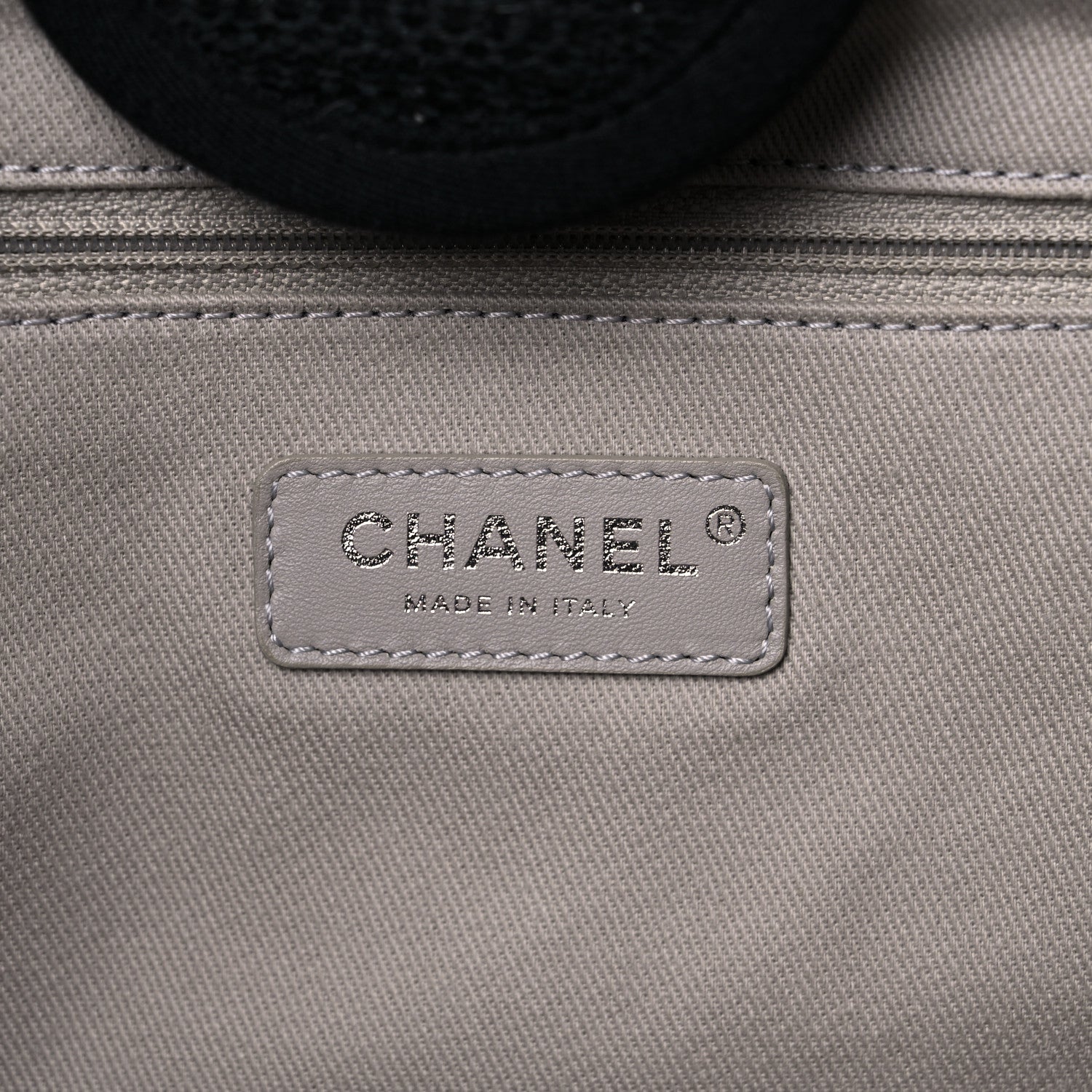 Chanel Striped Canvas Medium Deauville Tote Grey Black 6 of 14