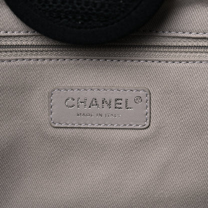 Chanel Striped Canvas Medium Deauville Tote Grey Black 6 of 14
