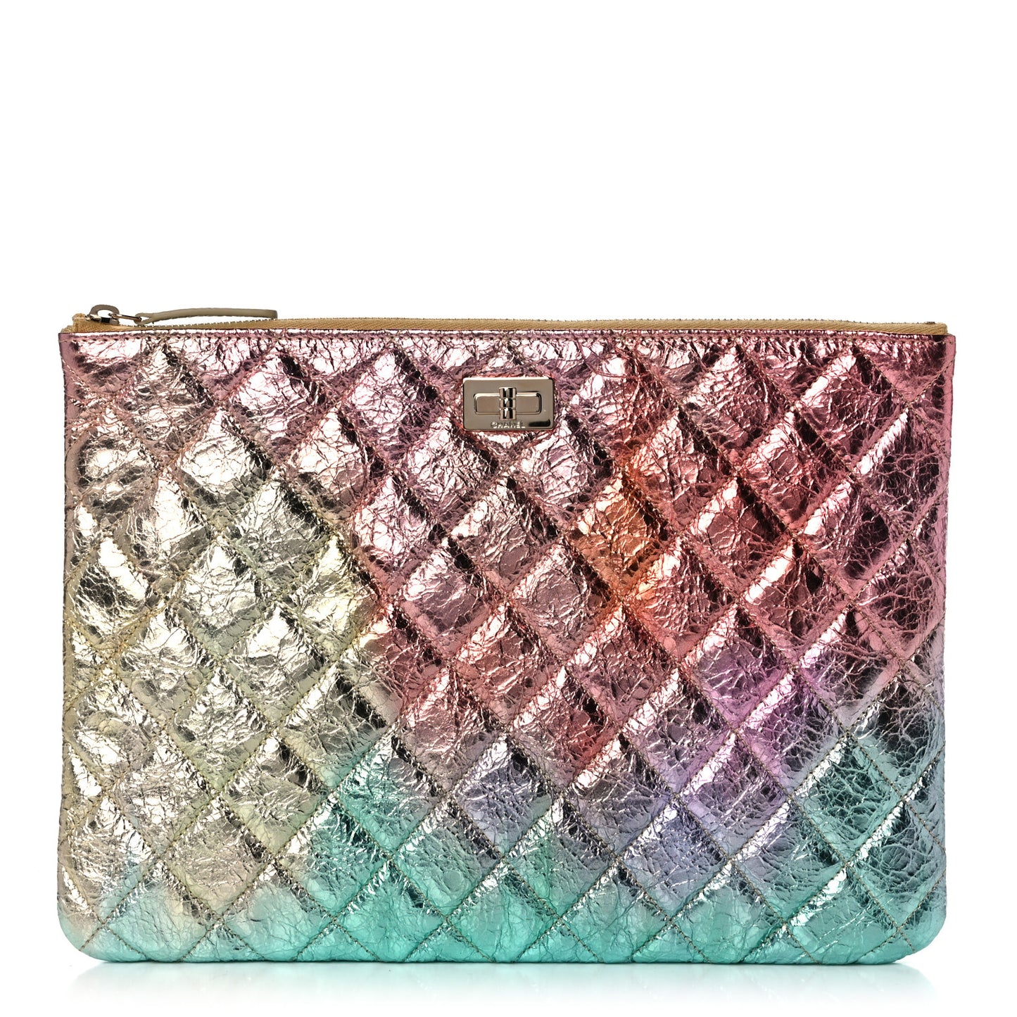 Metallic Goatskin Quilted Medium 2.55 Reissue Cosmetic Case Multicolor