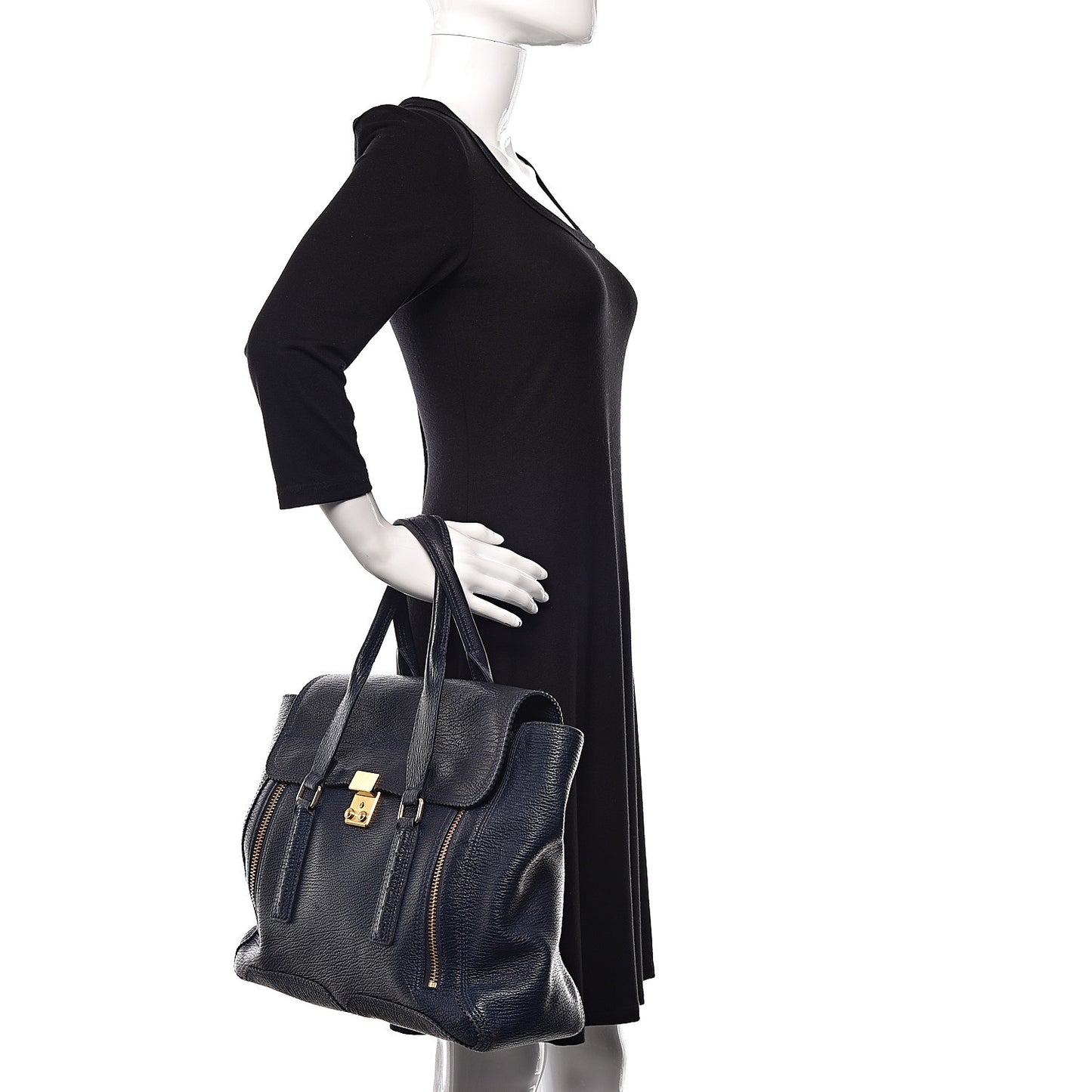 3.1 Textured Calfskin Large Pashli Satchel Ink