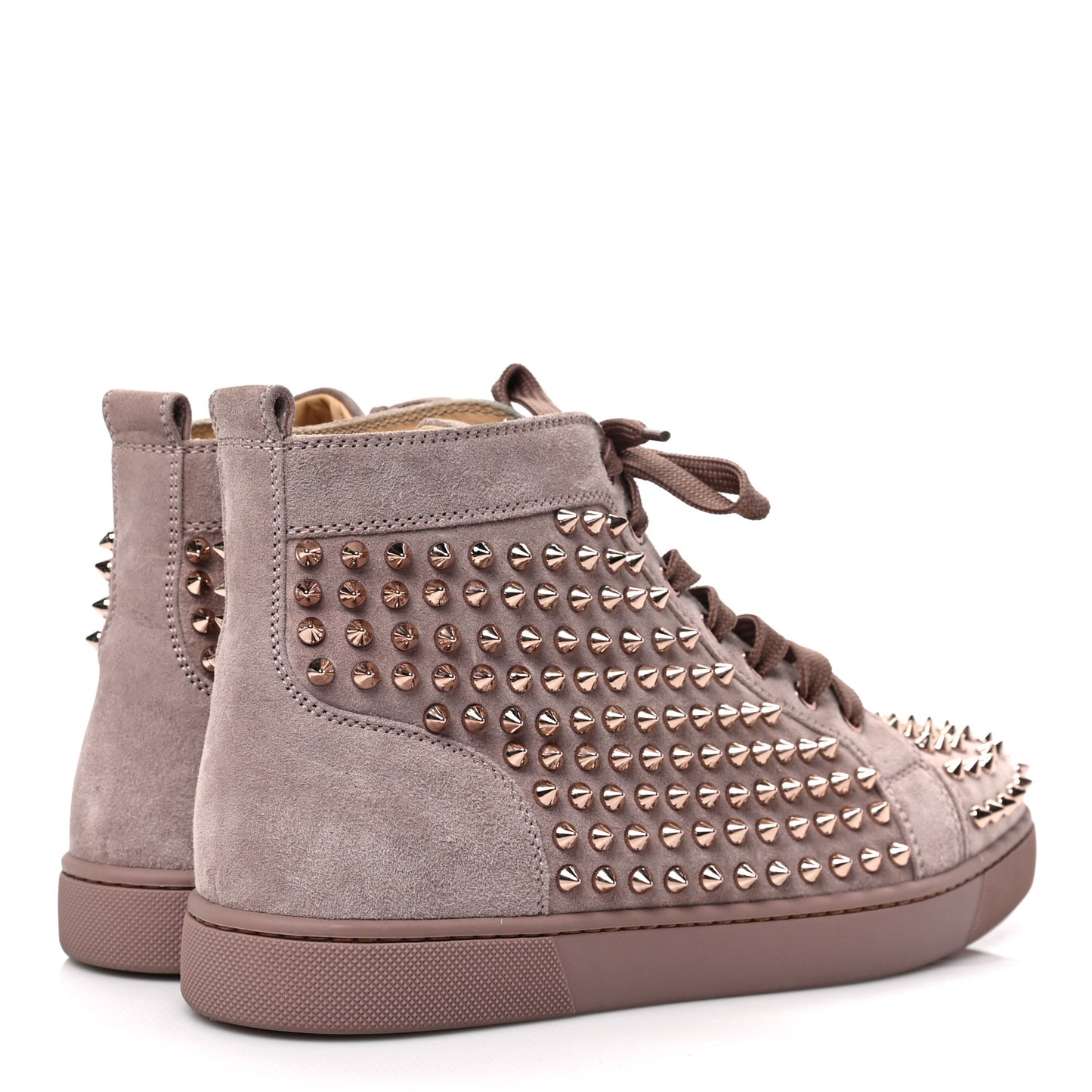 Veau Velours Womens Louis Spikes Flat Sneakers 40 Antic Pink Bronze