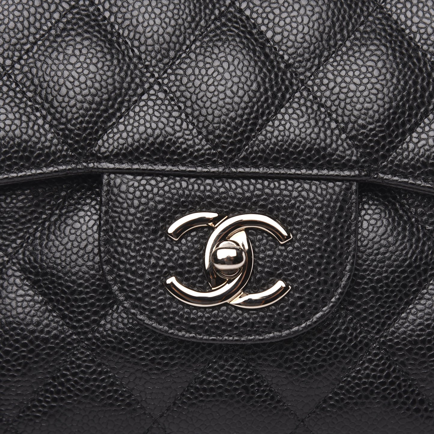 Caviar Quilted Jumbo Double Flap Black