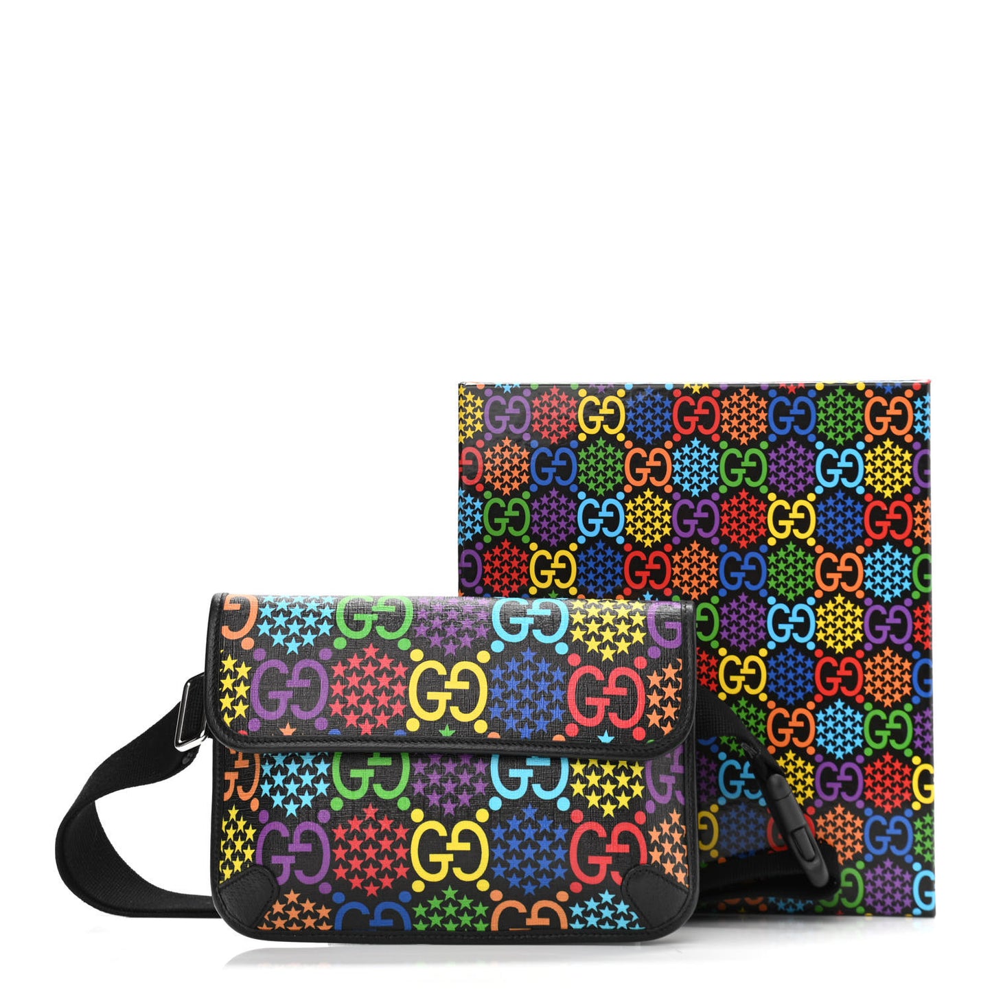 GG Supreme Monogram Psychedelic Slim Belt Bag Black