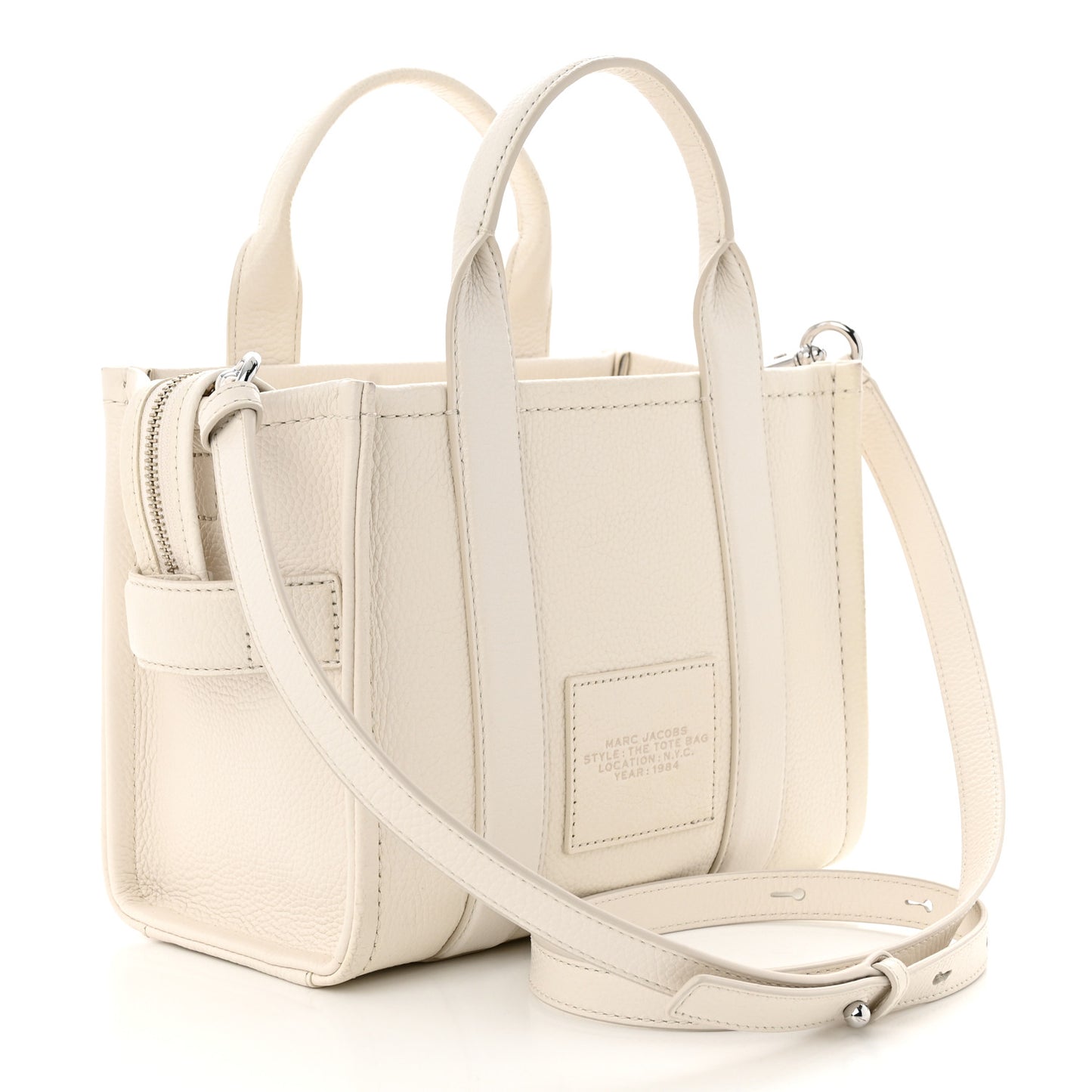 Grained Calfskin Mini The Tote Bag Cotton Silver