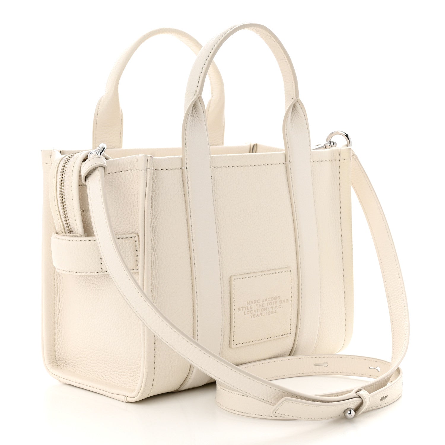 Marc Jacobs Grained Calfskin Mini The Tote Bag Cotton Silver 3 of 13
