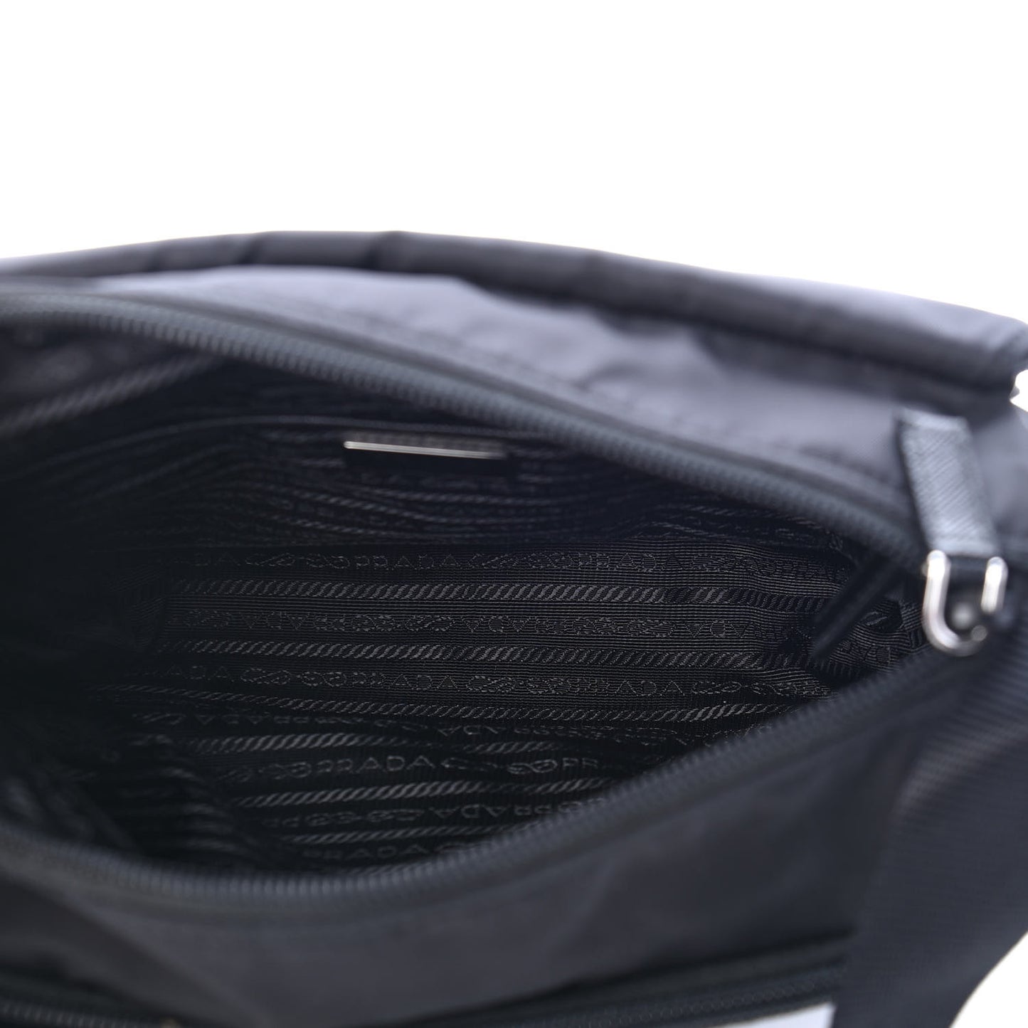 Nylon Vela Saffiano Single Buckle Messenger Shoulder Bag Black