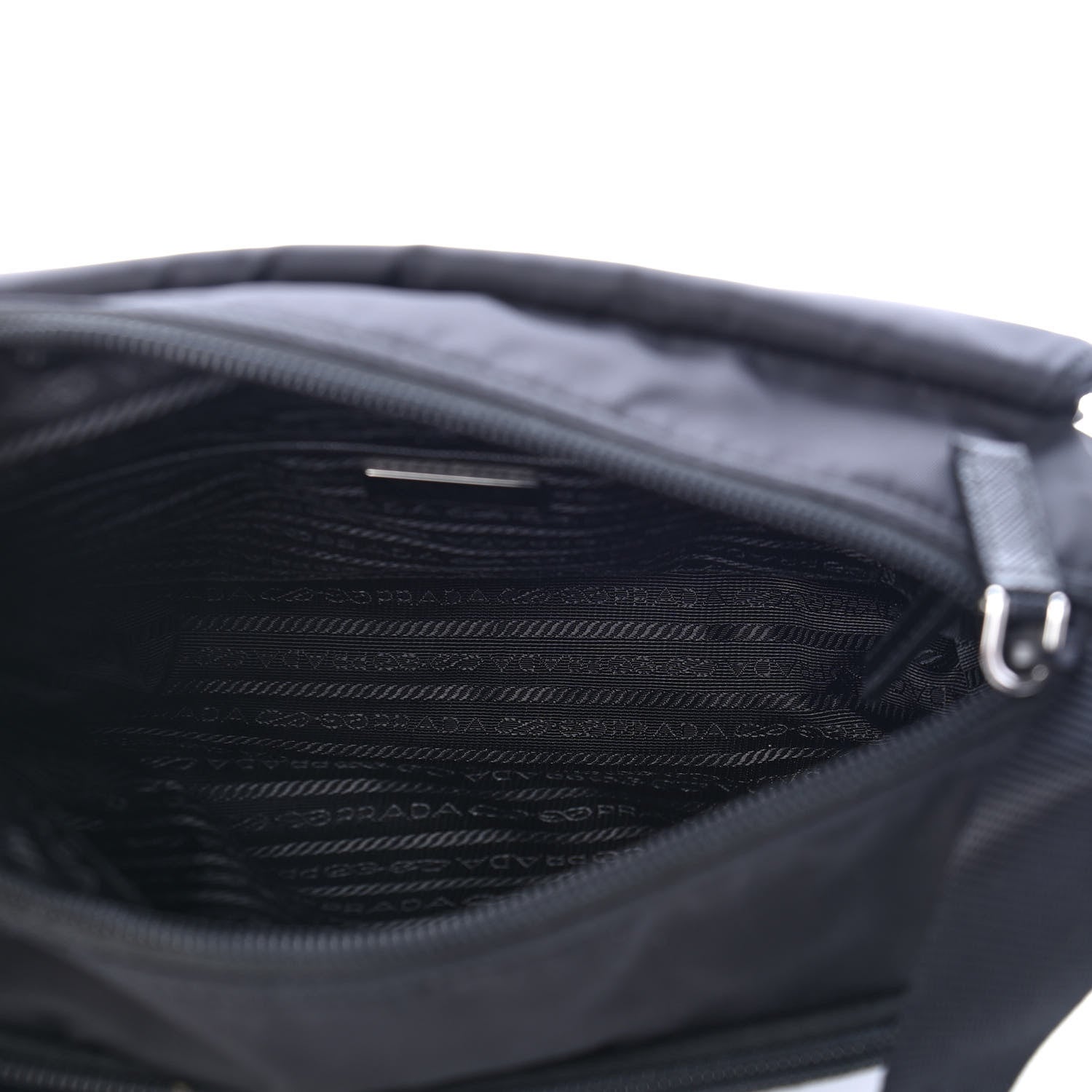 Prada Nylon Vela Saffiano Single Buckle Messenger Shoulder Bag Black 5 of 8
