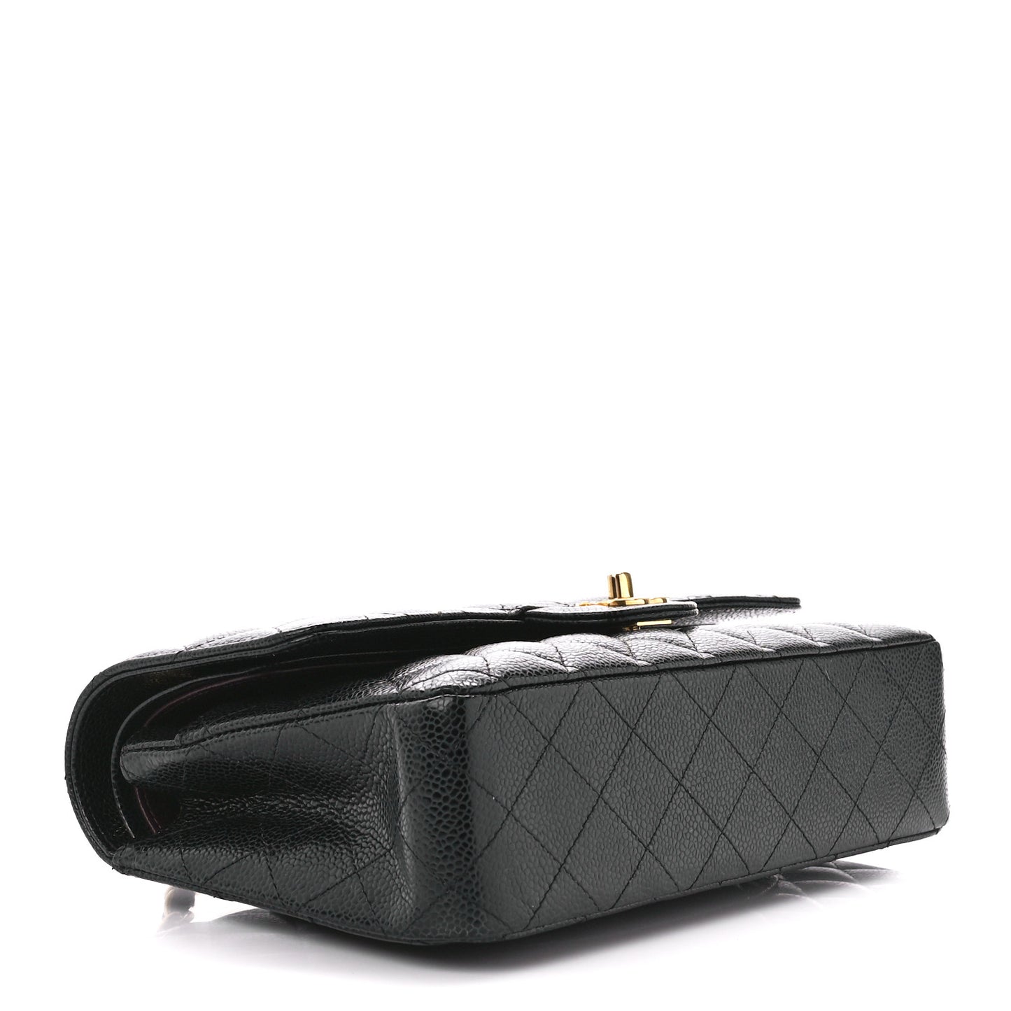 Caviar Quilted Medium Double Flap Black