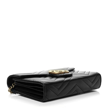 Gucci Calfskin Matelasse GG Marmont Chain Wallet Black 4 of 9