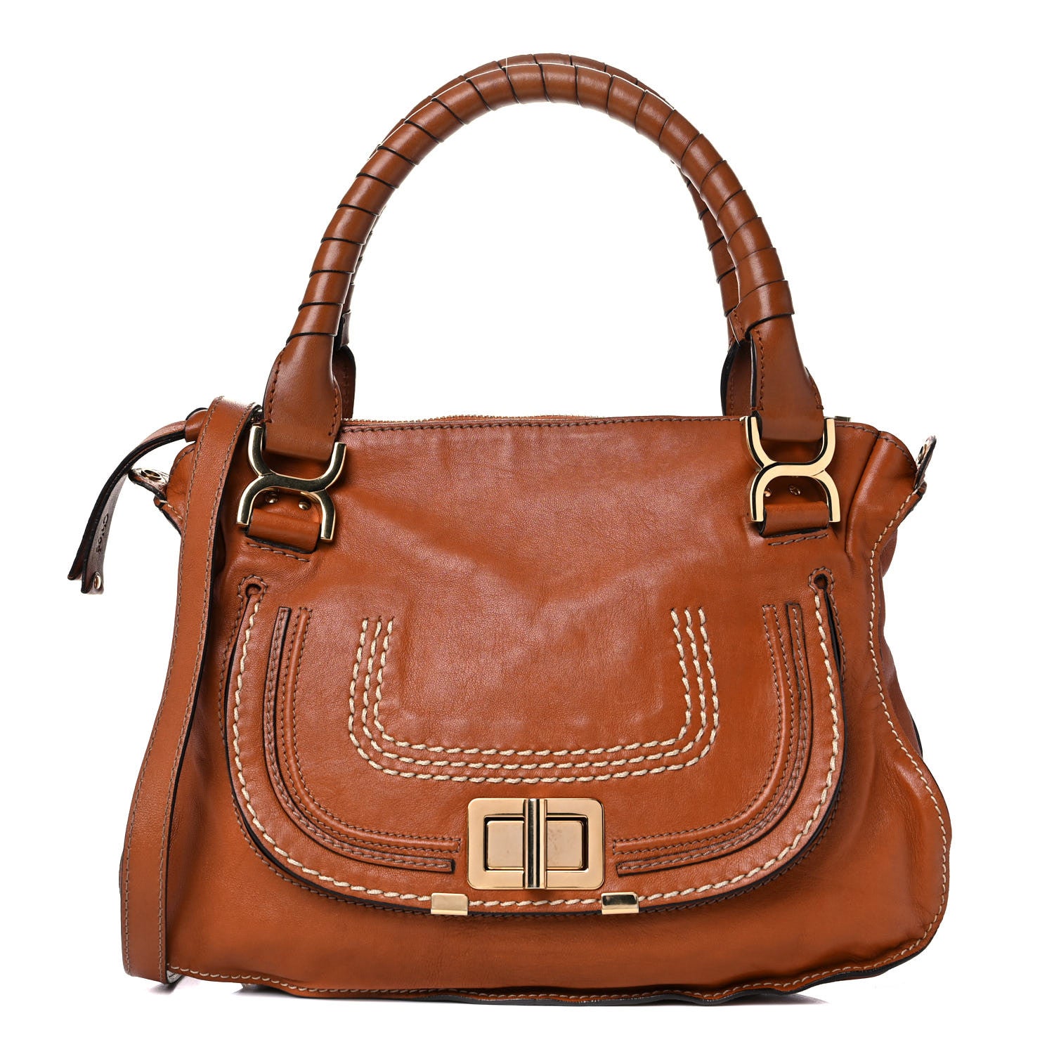 Chloe Calfskin Medium Marcie Lock Satchel Tan 1 of 21