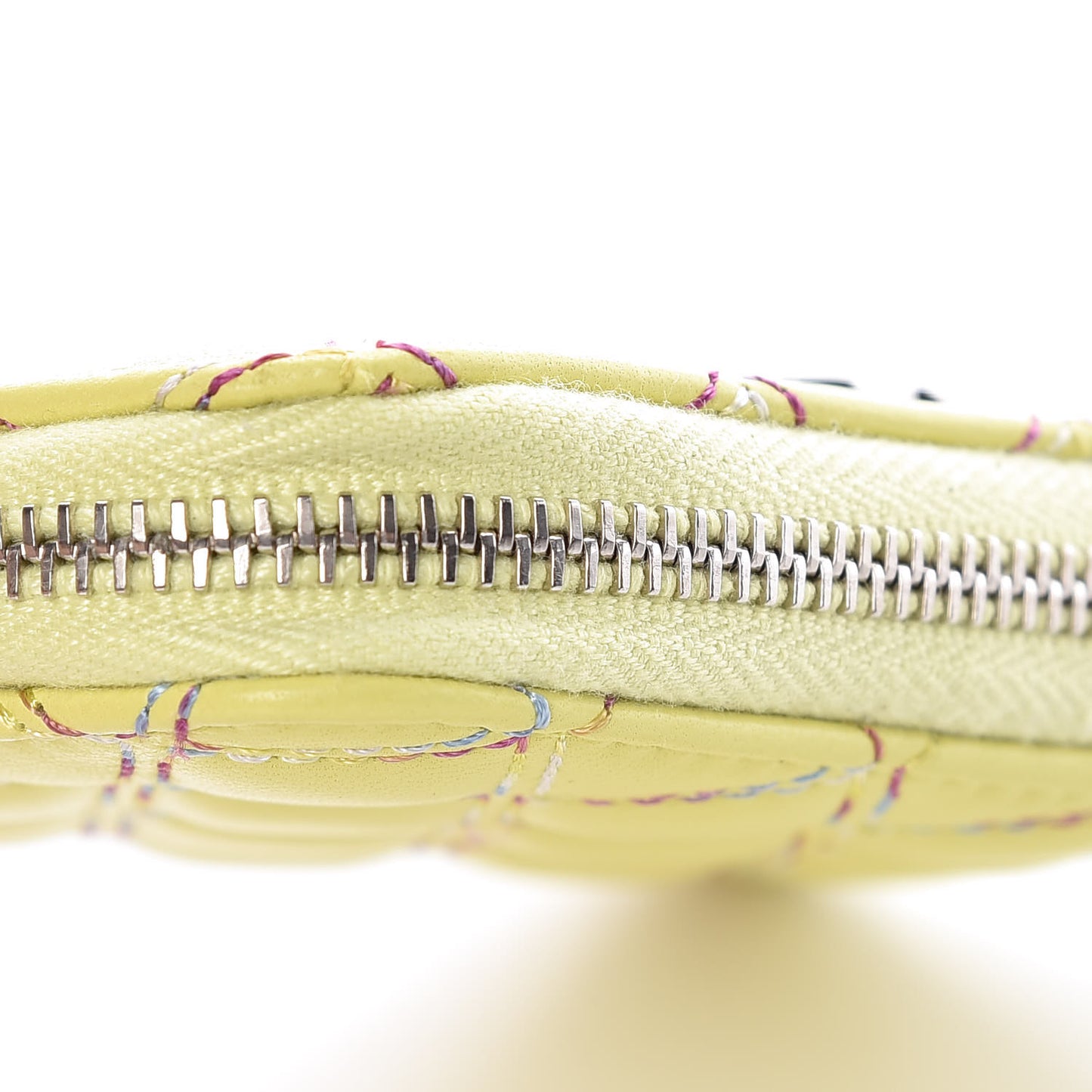 Lambskin Quilted Zip Card Holder Yellow