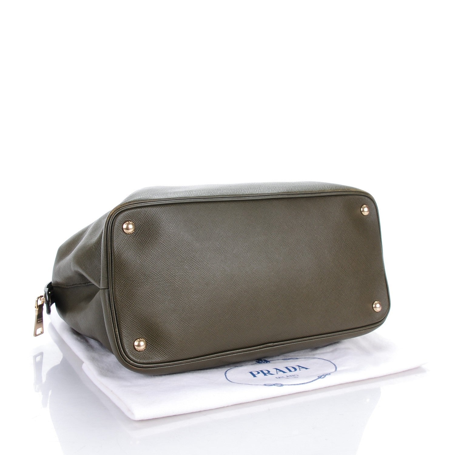 Prada Saffiano Cuir Top Handle Dome Tote Militare 4 of 10
