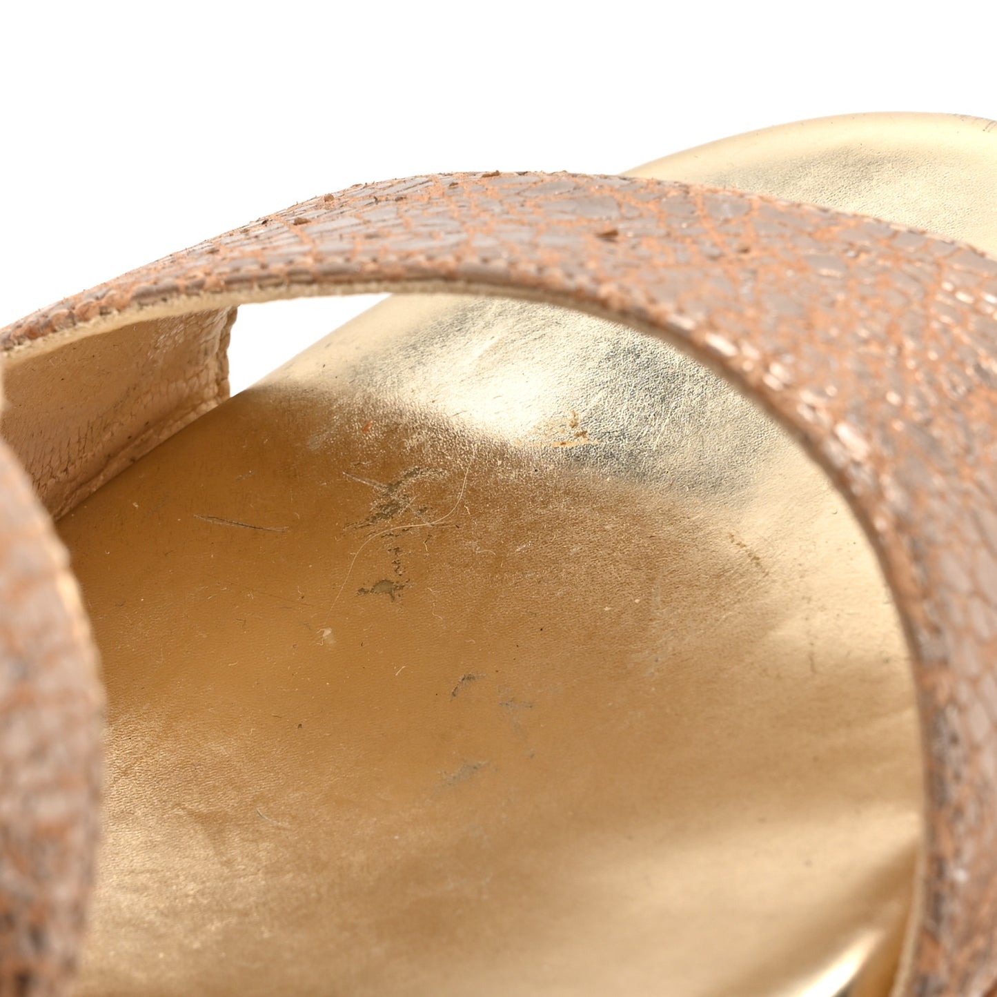 Metallic Calfskin Cork Portia 120 Wedge Sandals 38.5 Gold
