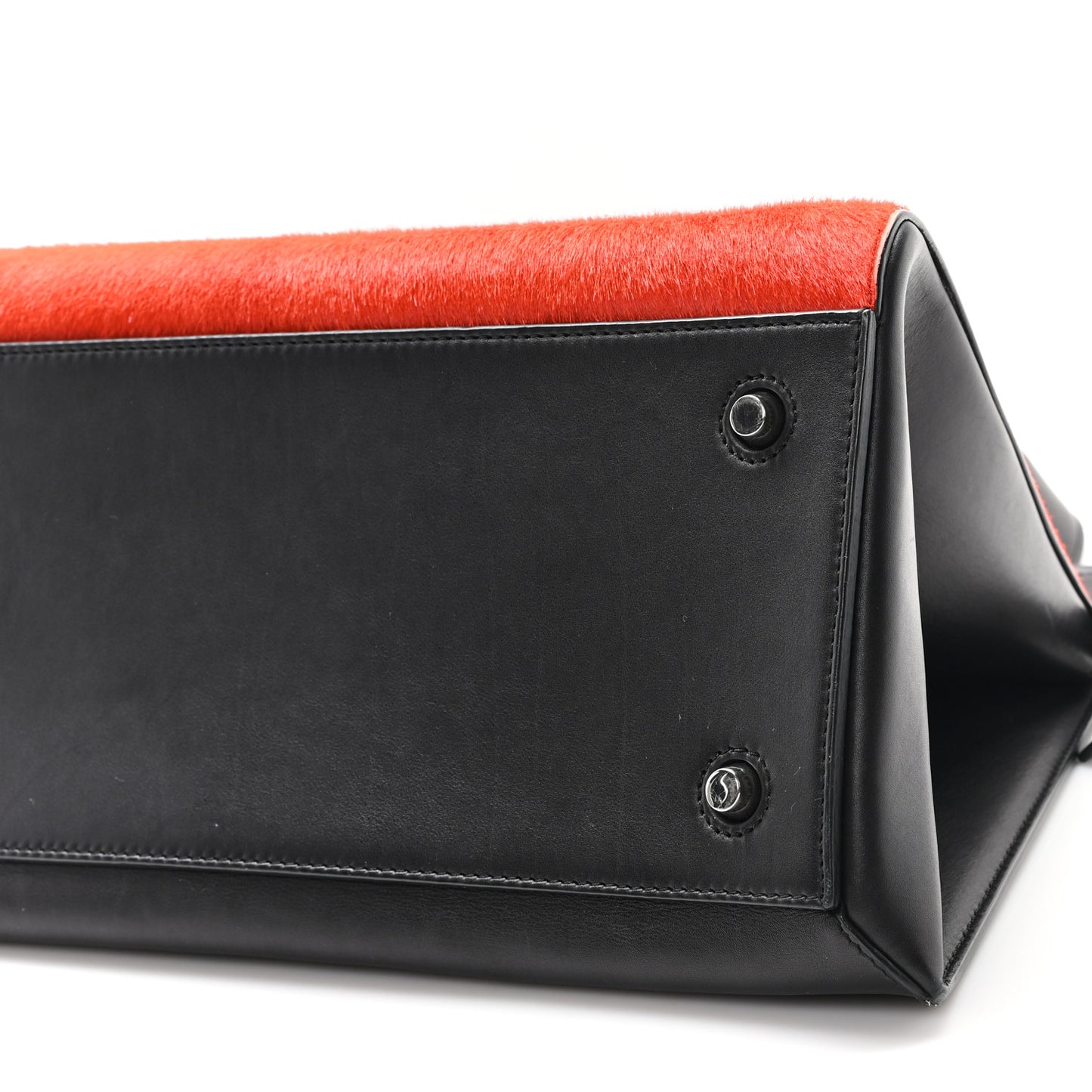 Pony Hair Medium Edge Shoulder Bag Vermillion