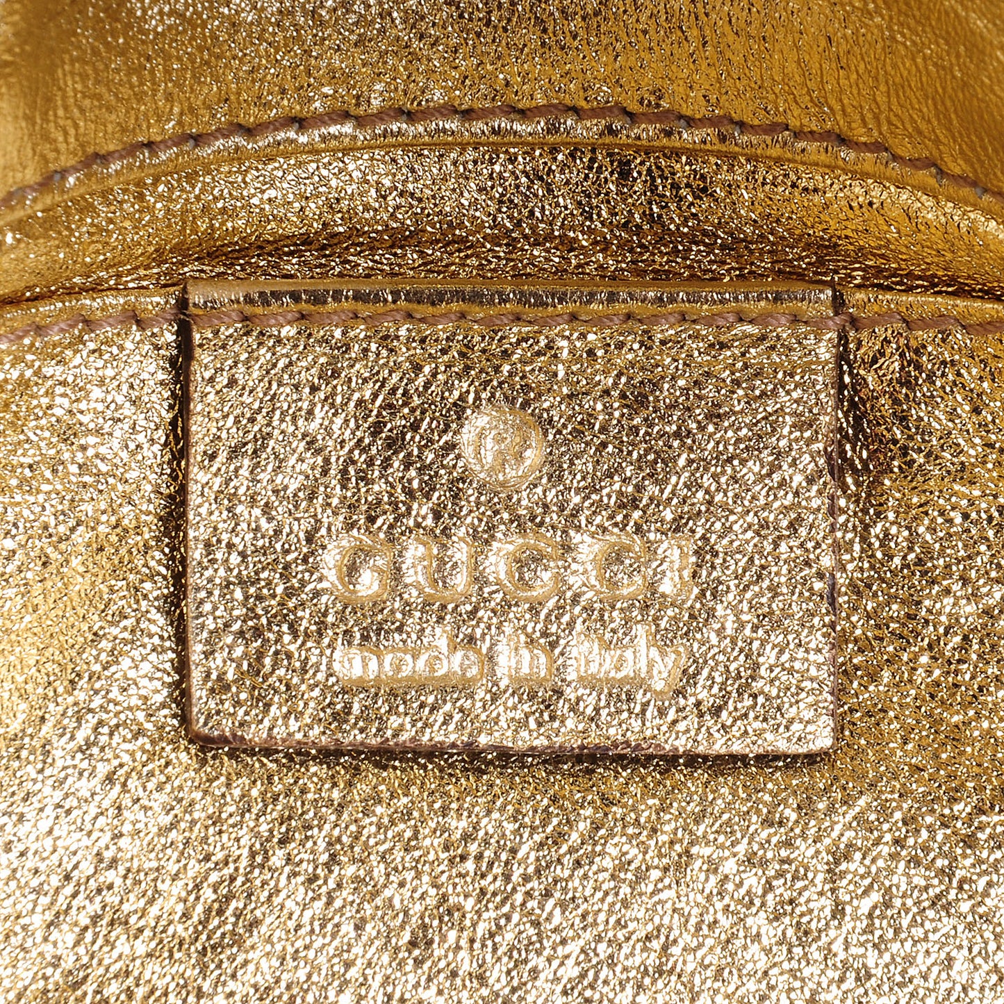 Leather Papillon Crest Evening Bag Metallic Gold