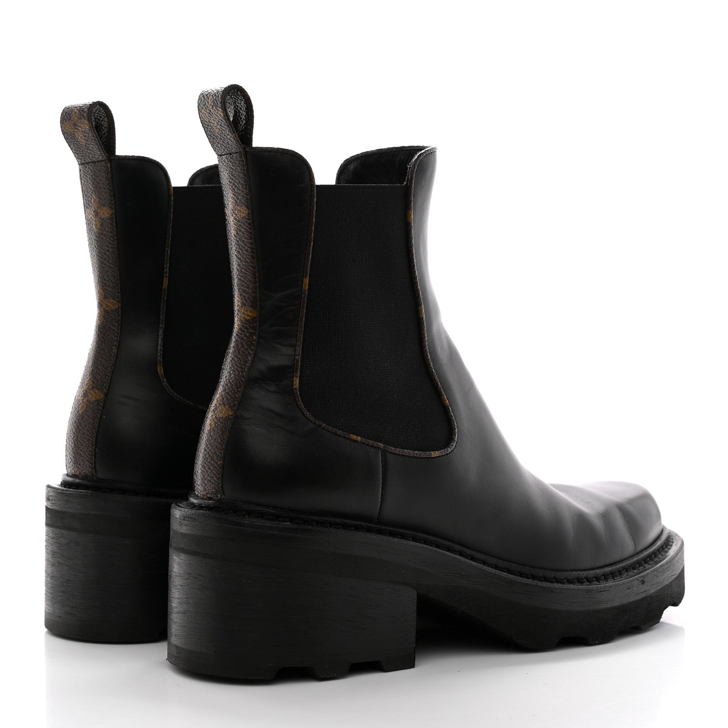 Louis Vuitton Calfskin Monogram Beaubourg Ankle Boots 37 Black 4 of 12
