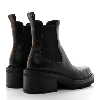 Louis Vuitton Calfskin Monogram Beaubourg Ankle Boots 37 Black 4 of 12