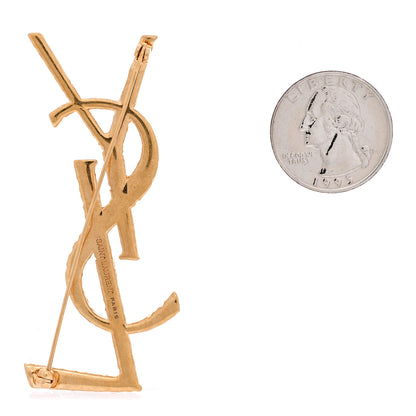Saint Laurent Brass Cassandre Opyum YSL Twisted Brooch Gold 2 of 3