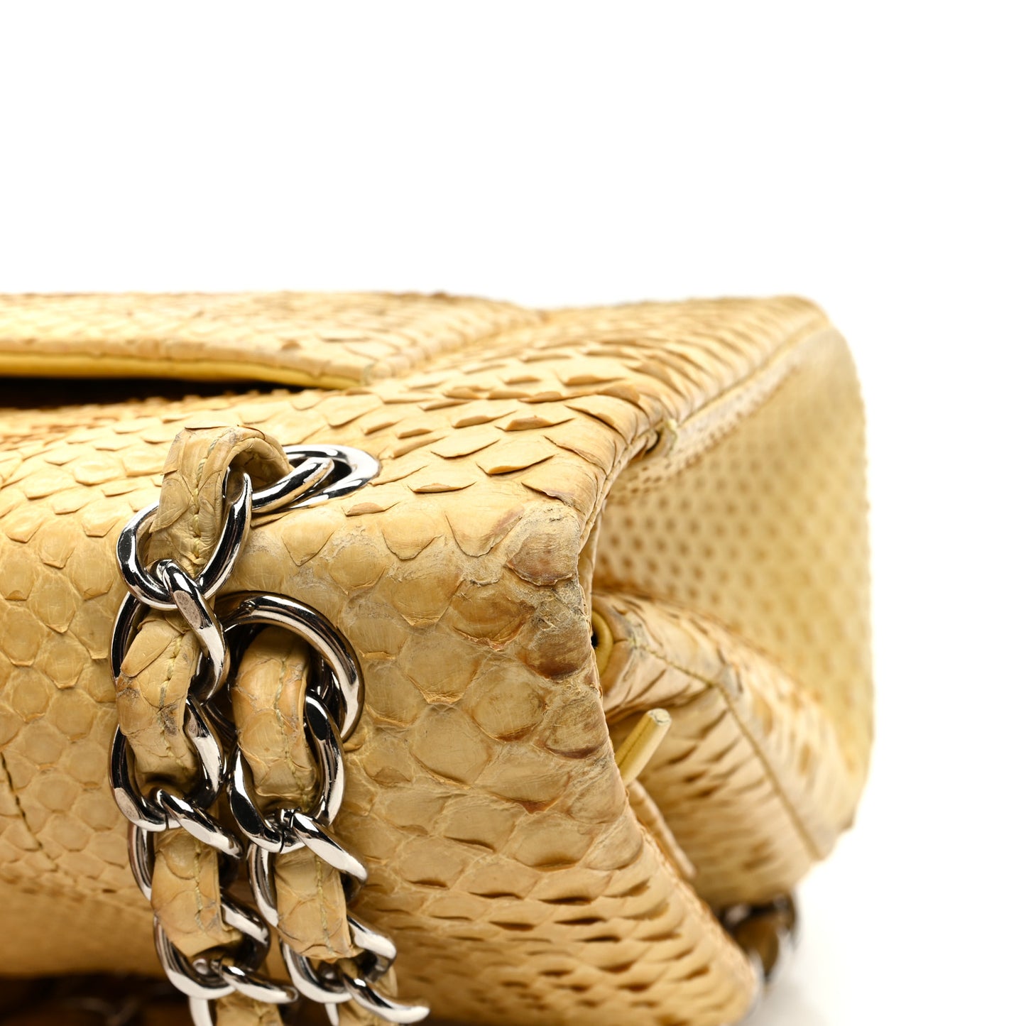 Snakeskin Jumbo Double Flap Yellow