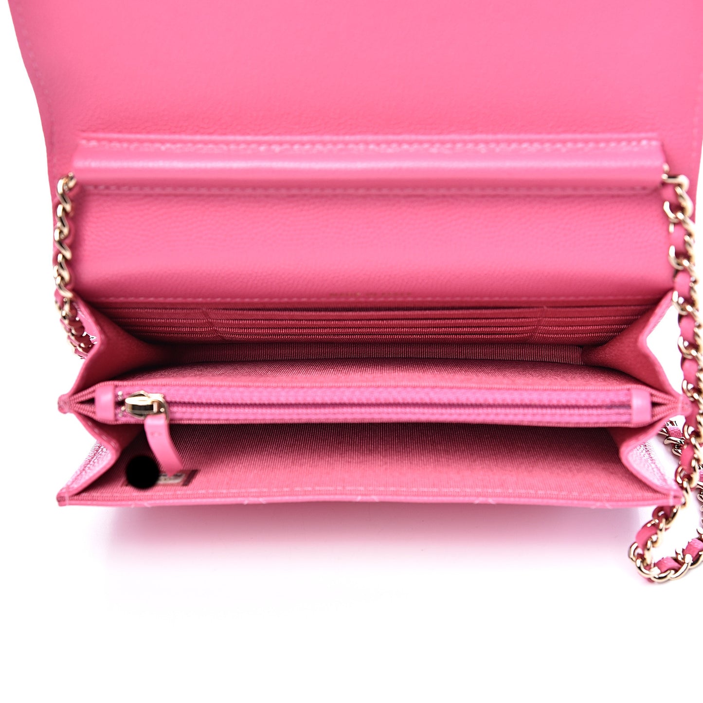 Caviar Quilted Square Wallet On Chain WOC Pink