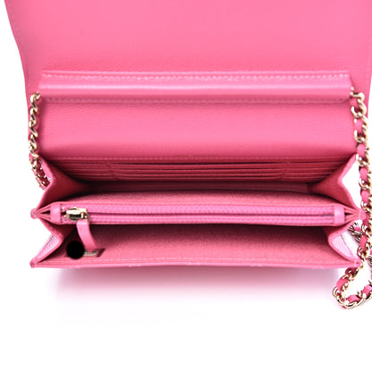Chanel Caviar Quilted Square Wallet On Chain WOC Pink 4 of 10