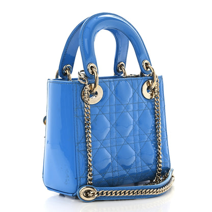Christian Dior Patent Cannage Mini Lady Dior Blue 4 of 14