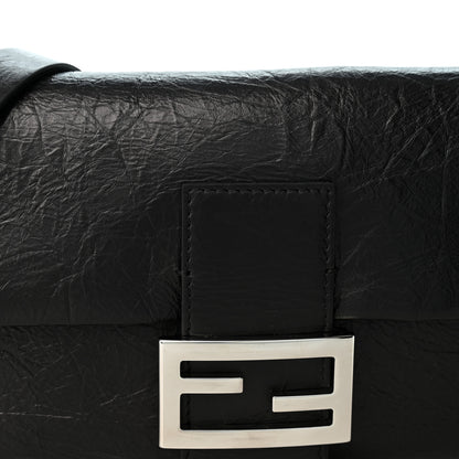 Fendi Crackled Calfskin Baguette 26424 Black 8 of 10
