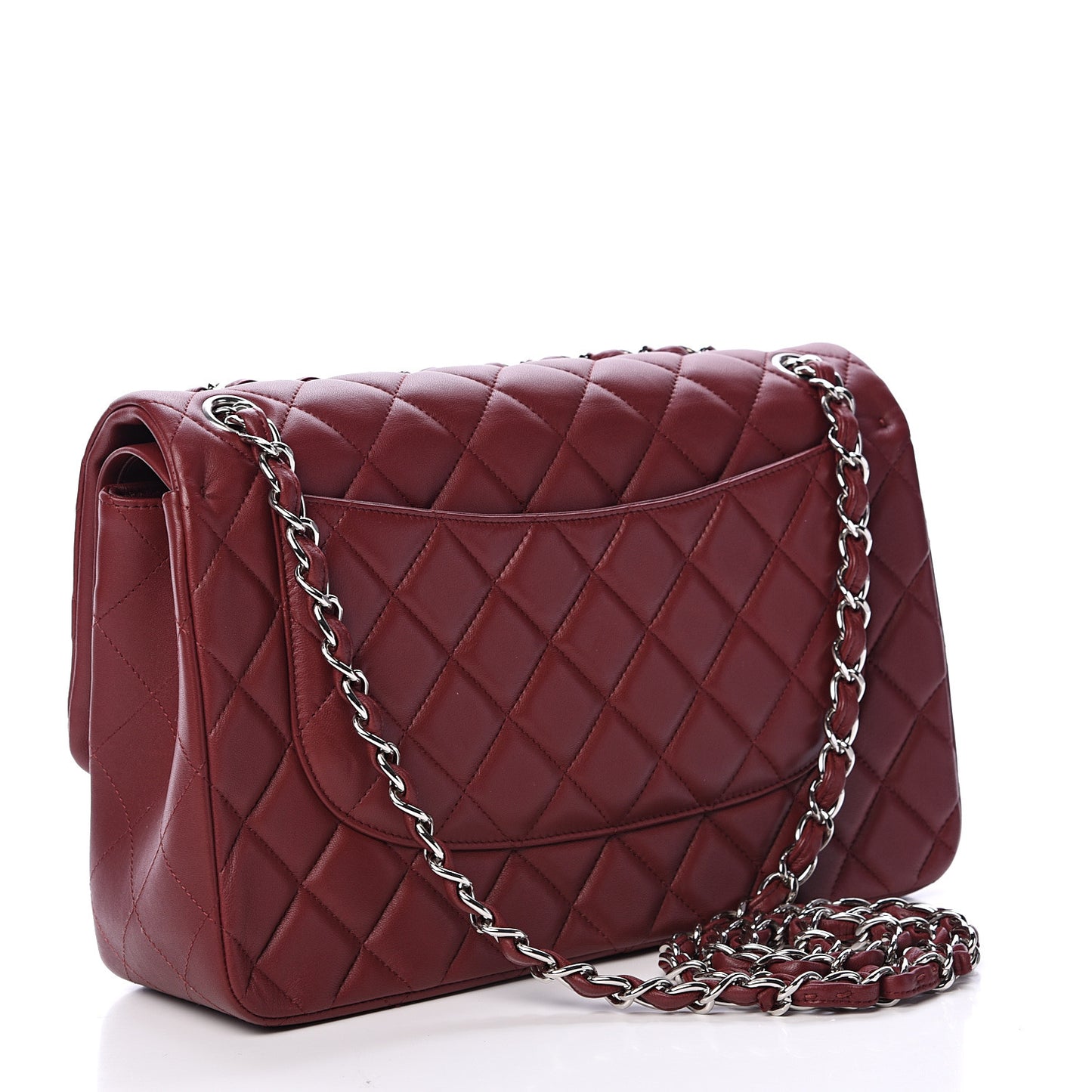 Lambskin Quilted Jumbo Double Flap Burgundy