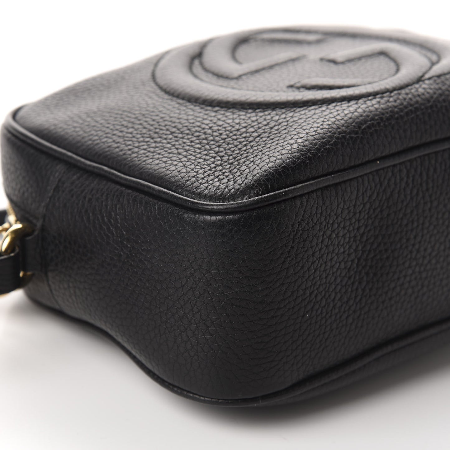 Pebbled Calfskin Small Soho Disco Bag Black