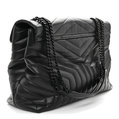 Saint Laurent Calfskin Y Quilted Monogram Monochrome Large Loulou Chain Satchel Black 3 of 14