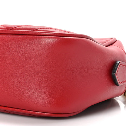 Gucci Calfskin Matelasse Small GG Marmont Chain Shoulder Bag Hibiscus Red 10 of 11