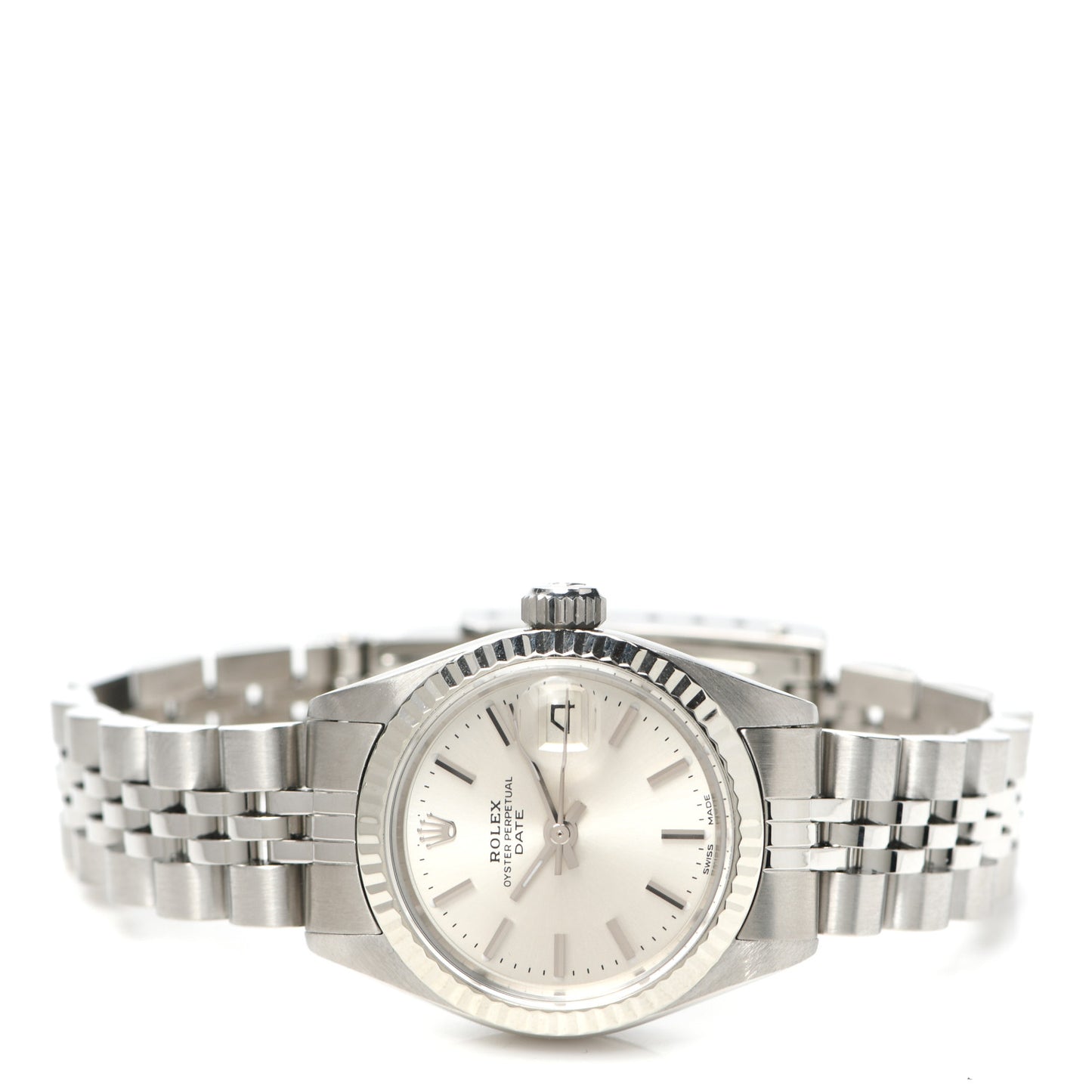 Stainless Steel 18K White Gold 26mm Oyster Perpetual Date Watch Silver 6917