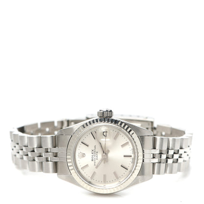 Rolex Stainless Steel 18K White Gold 26mm Oyster Perpetual Date Watch Silver 6917 2 of 5