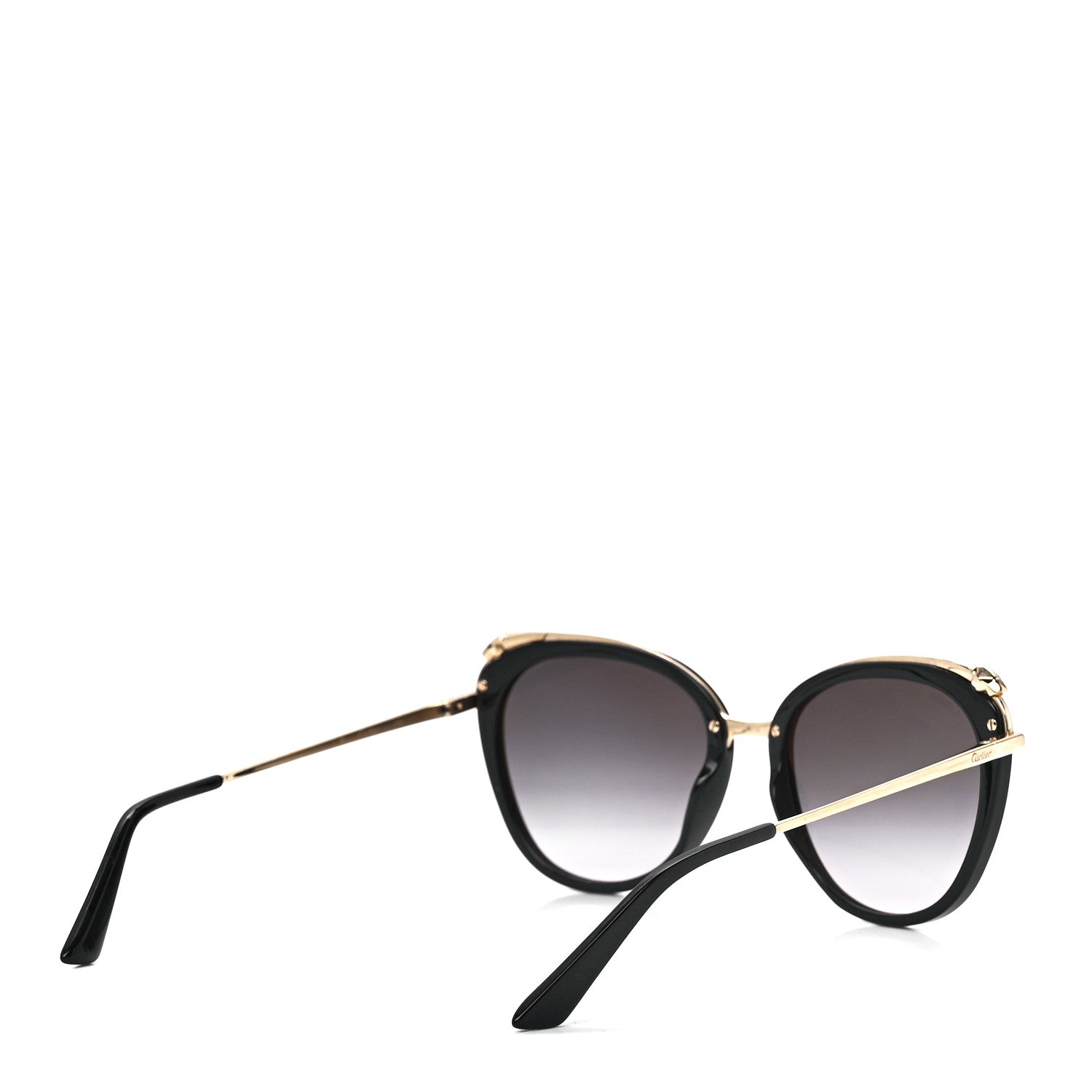 Cartier Panthere De Cartier Cat Eye Sunglasses Gold Black 4 of 8