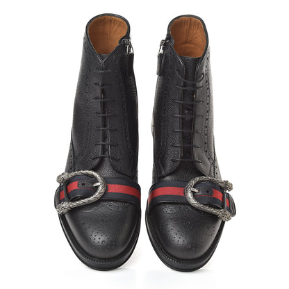 Gucci Pebbled Calfskin Dionysus Web Mens Martins Boots 9 Black 6 of 8